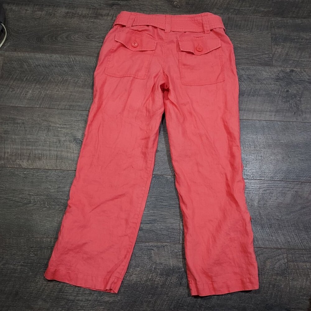 Liz Claiborne  Micheala Linen Pants Cropped Capri Wide Leg Boho Beach - Picture 2 of 12